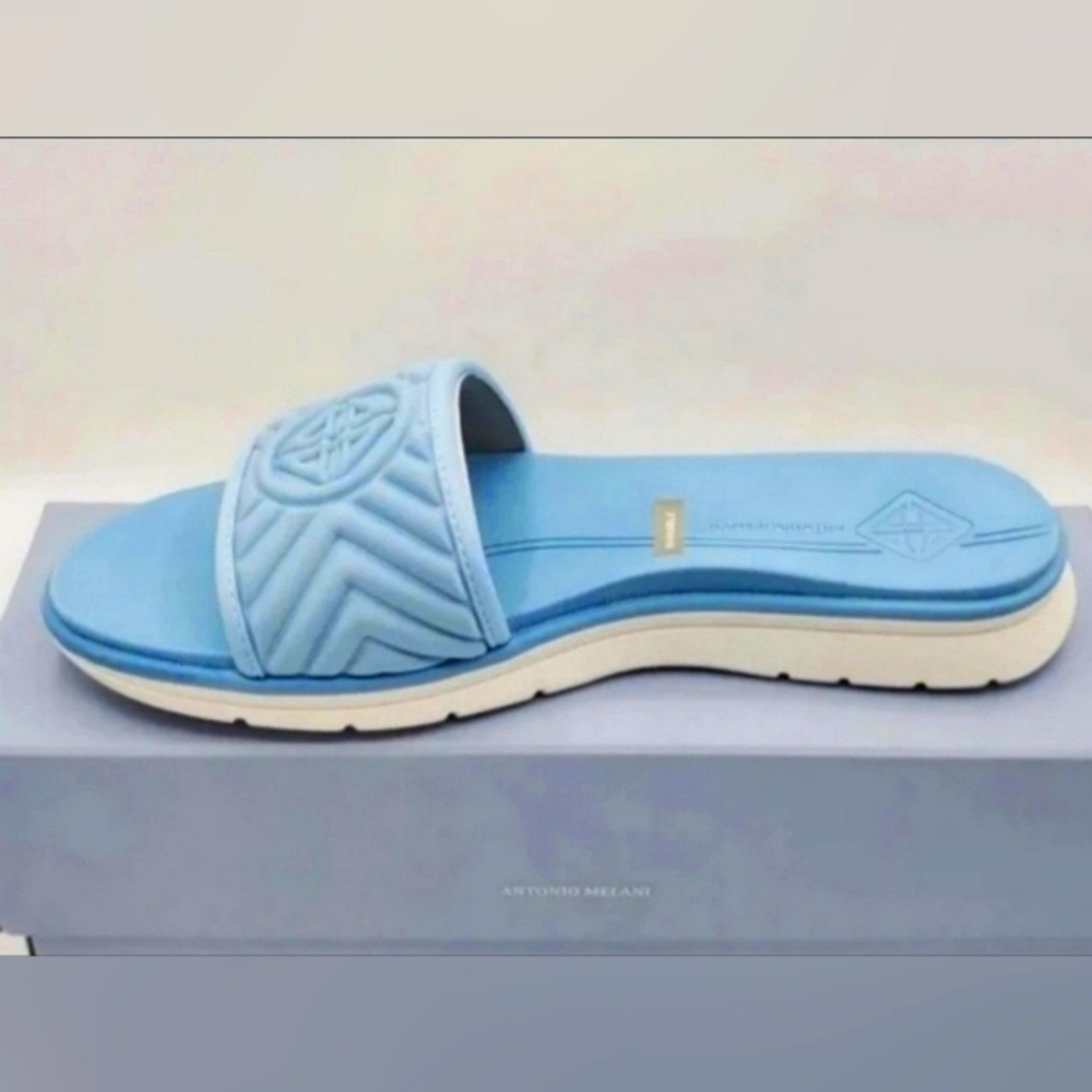 Antonio Melani Lannaii Quilted Logo Washable Slide Sandals☆Size 7.0M
